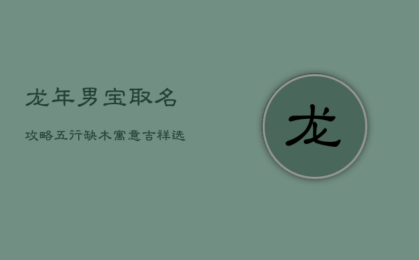 龙年男宝取名攻略：五行缺木，寓意吉祥，选字有讲究！