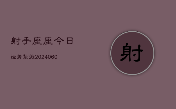射手座座今日运势紫薇(20240605)  第1张