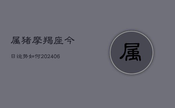 属猪摩羯座今日运势如何(20240615)  第1张