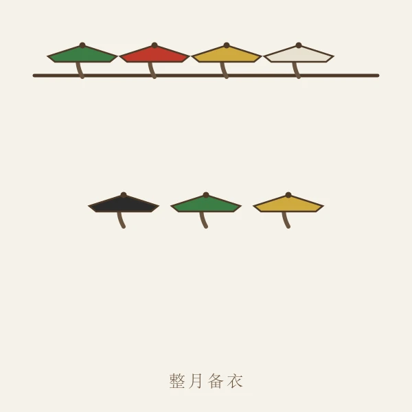 衣架上的整月衣物搭配
