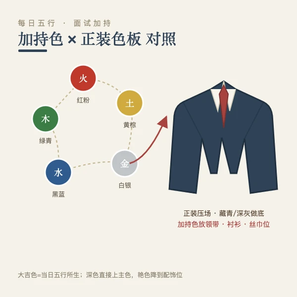 五行加持色与面试正装色板对照图