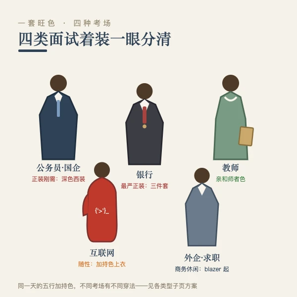 公务员教师银行互联网四类面试着装剪影示意