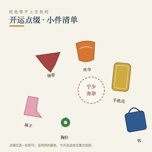 领带丝巾袜子胸针手机壳开运点缀小件示意