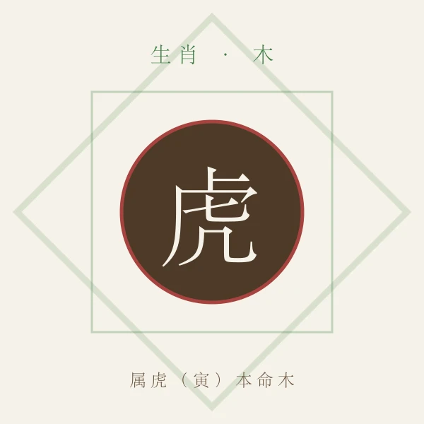 属虎生肖主题形象图,配木行本命色