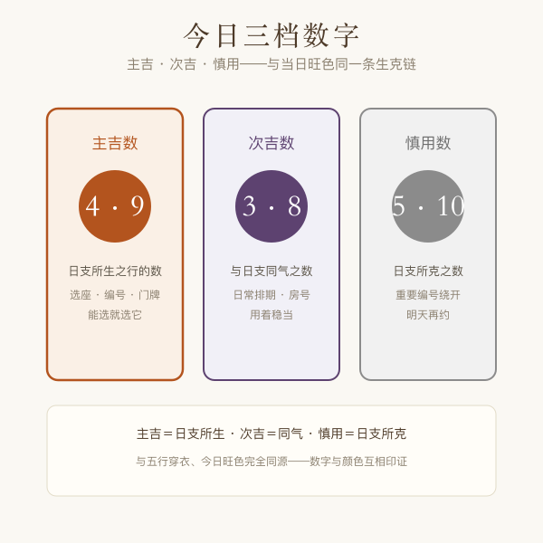 今日幸运数字三档示意主吉数次吉数慎用数